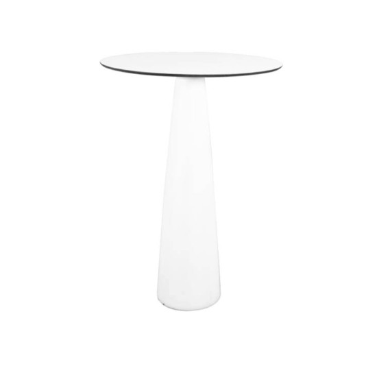PALERMO 110 TABLE HAUTE RONDE PIED PLASTIQUE BLANC / PLATEAU BLANC