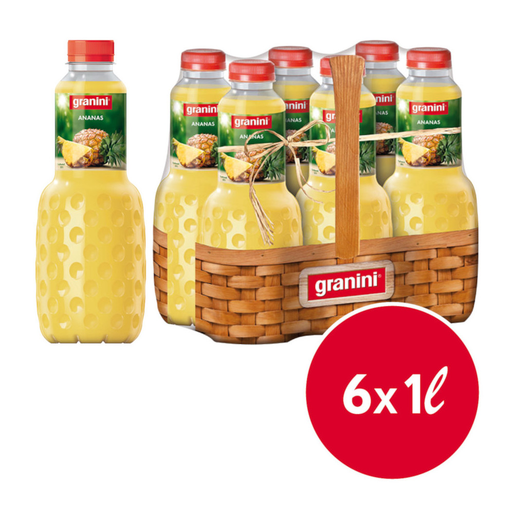 JUS DE FRUITS BOISSONS GRANINI ANANAS 6 BOUTEILLES DE 1L