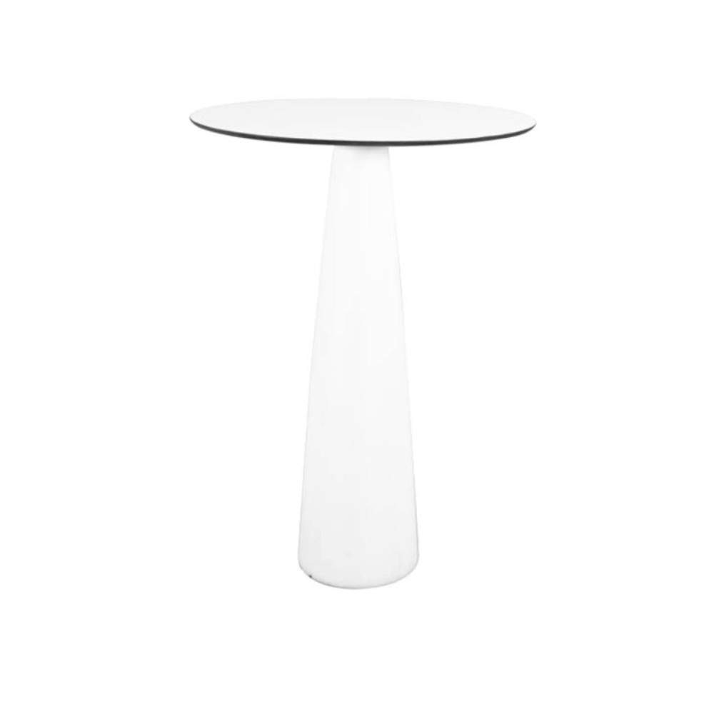 PALERMO 110 TABLE HAUTE RONDE PIED PLASTIQUE BLANC / PLATEAU BLANC