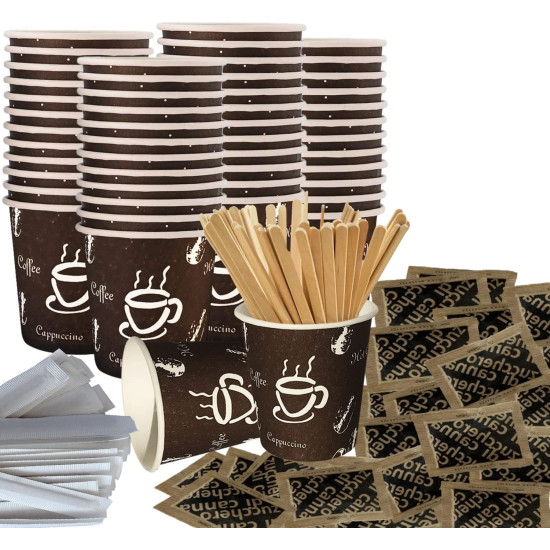 DIVERS BOISSONS KIT 140 TASSES A CAFE - TOUILLETTES - SUCRES