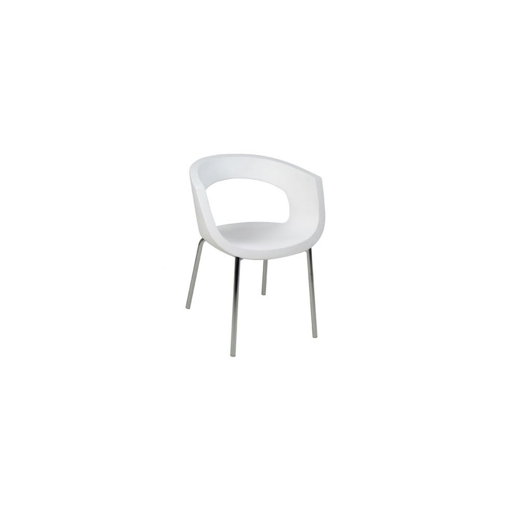 BISOU CHAISE CHROME / PVC BLANC